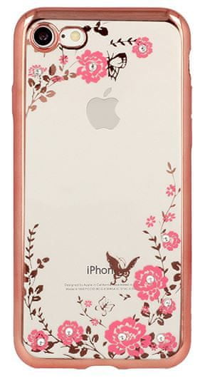 Silikonski ovitek z rožicami za iPhone 6 in 6S, roza