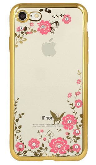 Silikonski ovitek z rožicami za iPhone 7 in 8, zlat