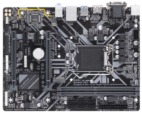 Gigabyte osnovna plošča B360M HD3, DDR4, SATA3, USB3.1Gen1, LGA1151 mATX