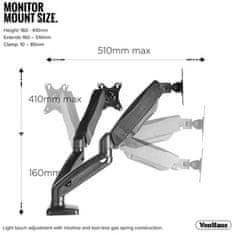 VonHaus dvojni namizni nosilec za monitor do diagonale 68,6 cm (27"), USB