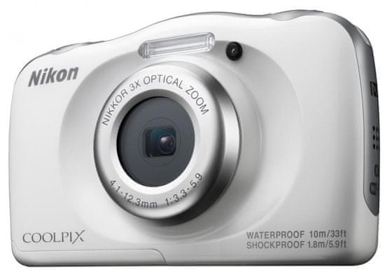 Nikon digitalni fotoaparat Coolpix W100, bel+ SD16GB + nahrbtnik - Odprta embalaža
