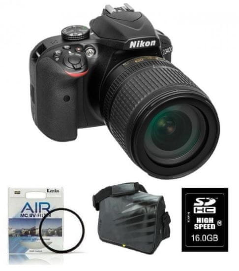 Nikon digitalni DSLR fotoaparat D3400kit z 18-105VR+FATBOX+FILTER