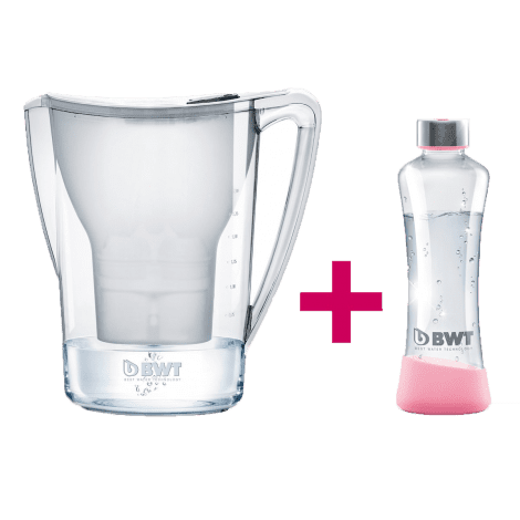 BWT vrč za filtriranje vode Penguin, 2,7 L, bel + steklenica