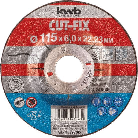 KWB brusna plošča Cut-Fix BF, 115x6 mm (793165)