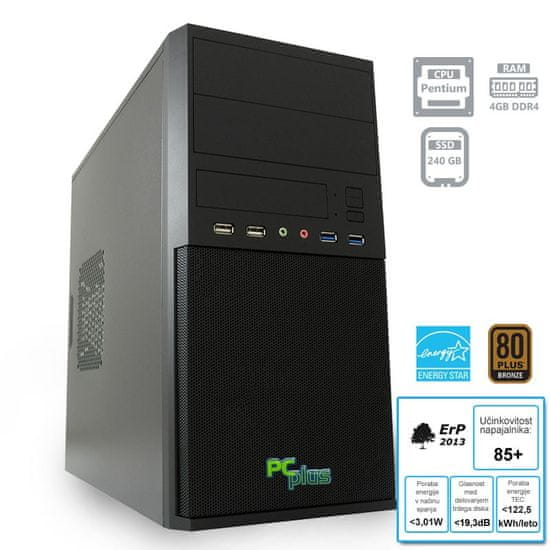 PCplus namizni računalnik e-office G4600/4GB/SSD240GB/FreeDOS (136761)