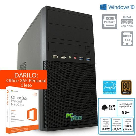 PCplus namizni računalnik Family G4400/4GB/1TB/W10H + 1 leto Office 365 Personal (136981)