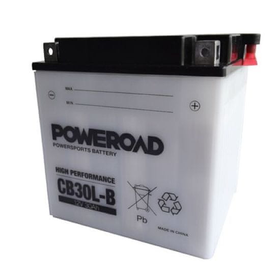 Uplus akumulator za motor Poweroad CB30L-B (12V, 30Ah, 168 x 132 x 176 mm)