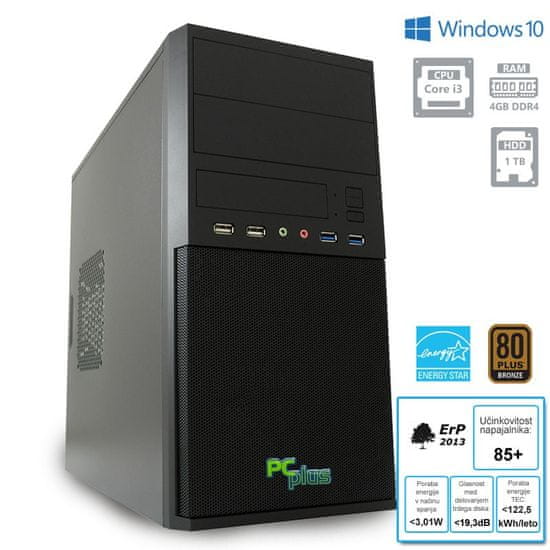 PCplus namizni računalnik Family i3-7100/4GB/1TB/W10P (136984)