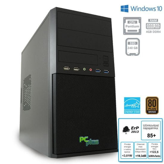 PCplus namizni računalnik E-Office G4600/4GB/240GBSSD/W10P (136967)