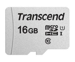 Transcend microSDHC pomnilniška kartica 300S, 16 GB, 95/45 MB/s, C10, UHS-I U3, V30