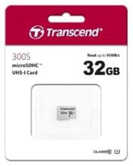 Transcend microSDHC pomnilniška kartica 300S, 32 GB, 95/45 MB/s, C10, UHS-I U3, V30