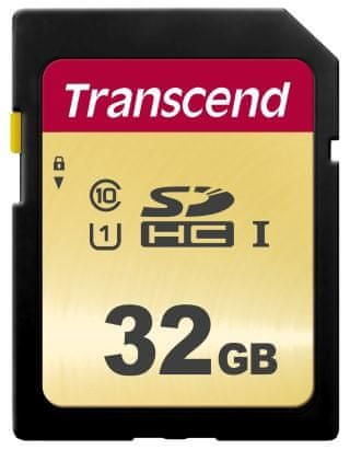 Transcend SDHC pomnilniška kartica 500S, 32 GB, 95/60 MB/s, MLC, C10, UHS-I U3, V30