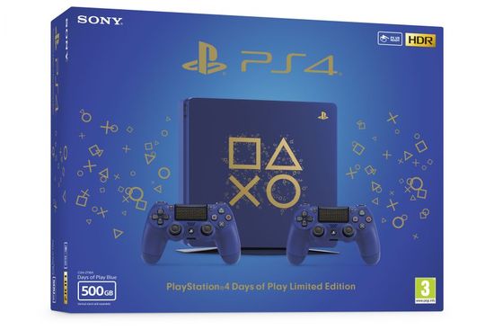 Sony PlayStation 4 Slim 500 GB + dva DualShock 4 kontrolerja, Days of Play Limited Edition