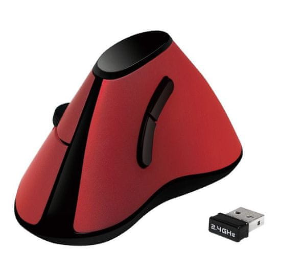 LogiLink miška Wireless Ergonomic Vertical, 1200dpi, rdeča