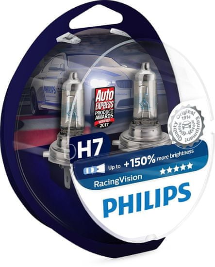 Philips par žarnic H7 Racing Vision + 150%