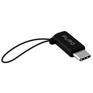 Puro adapter MicroUSB v USB-C 2.0 3A, črn
