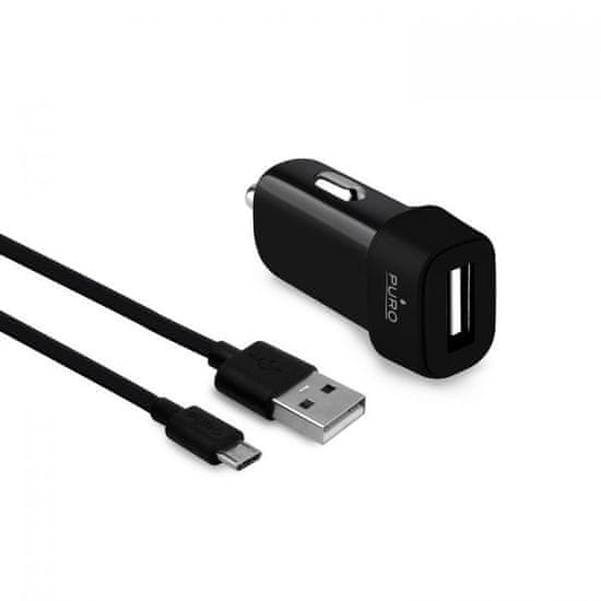 Puro avtopolnilec Compact USB+Micro kabel 1A, črn