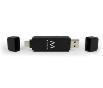Ewent čitalec kartic USB 3.0, kompakten, USB-C in USB-A