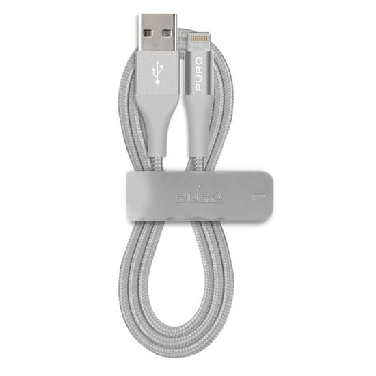 Puro tkan kabel Apple lightning, 2.4A, 1m, srebrn