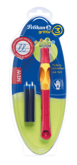 Pelikan nalivno pero za desničarje Griffix 3, rdeč