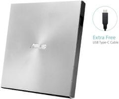 ASUS SDRW-08U9M-U zunanji DVD zapisovalnik, USB-C+A, srebrn