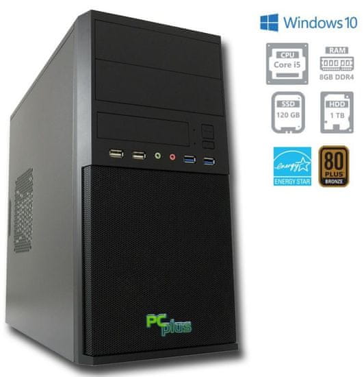 PCplus namizni računalnik e-m@chine i5-7400/8GB/120GB+1TB/Win10PRO (137007)