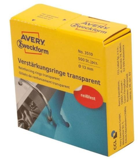 Avery Zweckform etikete za ojačitev lukenj Ø 13 mm, transparentna (3510)