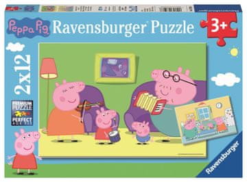Ravensburger Pujsa pepa celotna družina sestavljanka, 2x12 delov