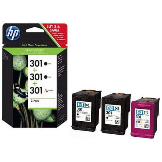 HP komplet črnil 301, 2 x črna, 1 x barvna