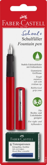 Faber-Castell nalivno pero + bombice, rdeč