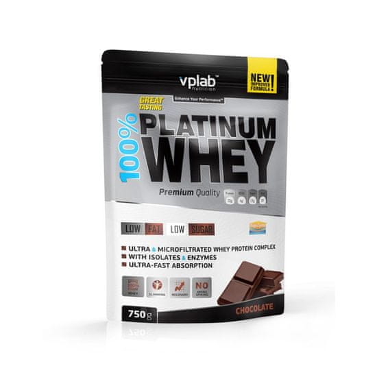 VPLAB beljakovinski izolat in koncentrat iz sirotke 100% Platinum Whey, čokolada, 750 g