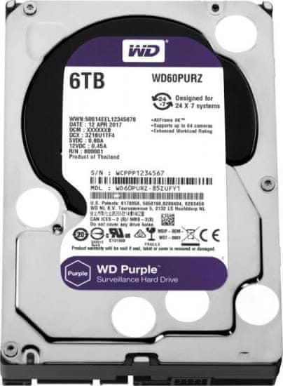 Western Digital trdi disk Purple 6 TB, 8,89 cm (3,5"), SATA 6 GB/s, 64 MB