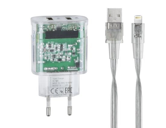 RivaCase polnilnik VA4125 TD2 3,4 A + podatkovni kabel Apple iPhone Lightening
