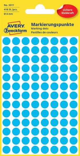 Avery Zweckform okrogle markirne etikete 3011, 8 mm, 416 kosov, modre