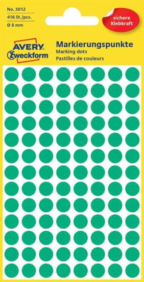 Avery Zweckform okrogle markirne etikete 3012, 8 mm, 416 kosov, zelene