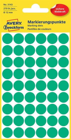 Avery Zweckform okrogle markirne etikete 3143, 12 mm, 270 kosov, zelene