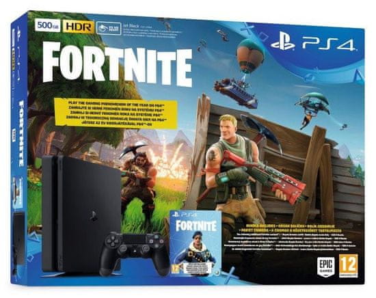 Sony igralna konzola PlayStation 4 Slim + VCH Fortnite, 500 GB, črna