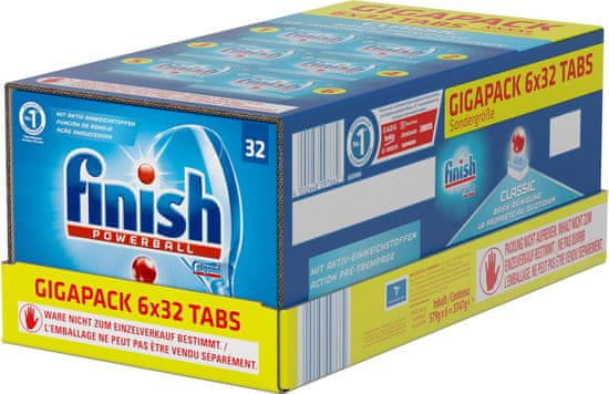 Finish finish Gigapack (192 kos) tablete za pomivalni stroj Classic - Odprta embalaža