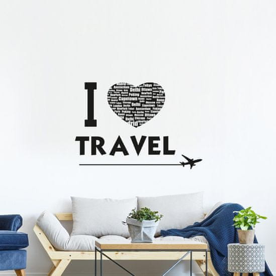 Crearreda dekorativna stenska nalepka I Love Travel, L deluxe