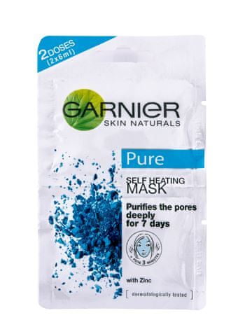 Garnier Skin Naturals Pure Active toplotna obrazna maska s cinkom proti mozoljem, 12 ml