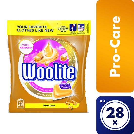 Woolite gel kapsule Pro-Care, 28 kosov