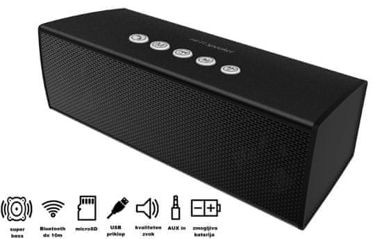 Manta Bluetooth zvočnik SPK440 + woofer, BT/MicroSD/Radio AUX-in, črn