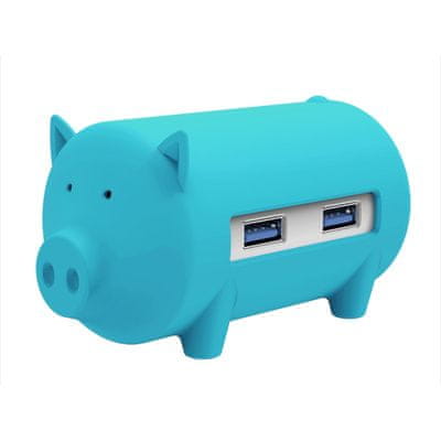 Orico USB vozlišče Little Pig, 3 vhodi, USB 3.0, čitalec kartic, OTG, moder