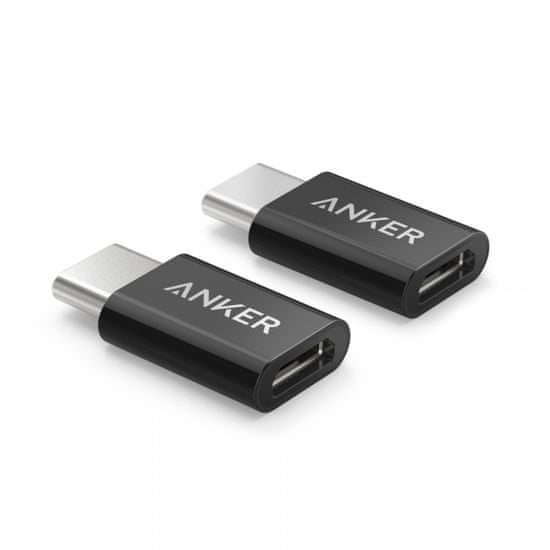 Anker USB-C v Micro USB adapter, črn, 2 kosa