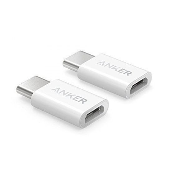 Anker USB-C v Micro USB adapter, bel, 2 kosa