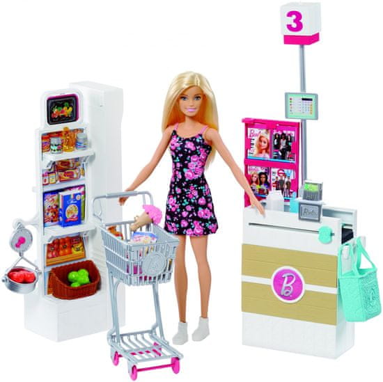 Mattel Barbie in igralni set Supermarket