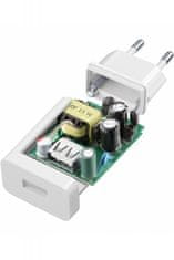 CellularLine USB polnilec z MicroUSB kablom, 15W, bel