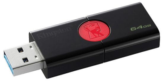 Kingston USB disk 64GB DT106, 3.1/3.0, črno-rdeč, drsni priključek (DT106/64GB)