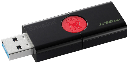 Kingston USB disk 256GB DT106, 3.1/3.0, črno-rdeč, drsni priključek (DT106/256GB)