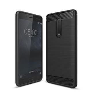Silikonski ovitek Mat Carbon za Nokia 6, črn, za model 2018